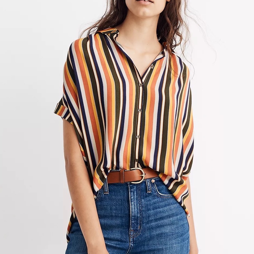 Madewell retro striped shirt sleeve blouse